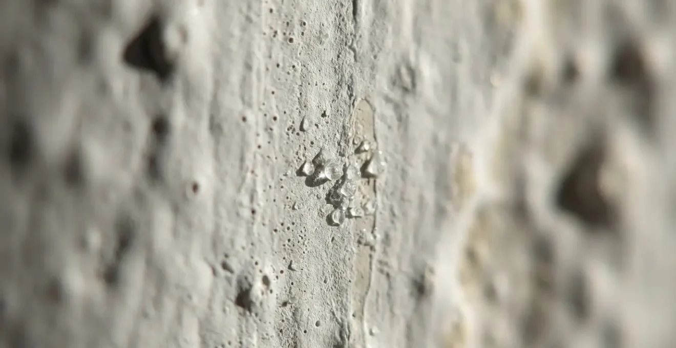 Vue macro détaillée de la texture d'un mur avec particules microscopiques