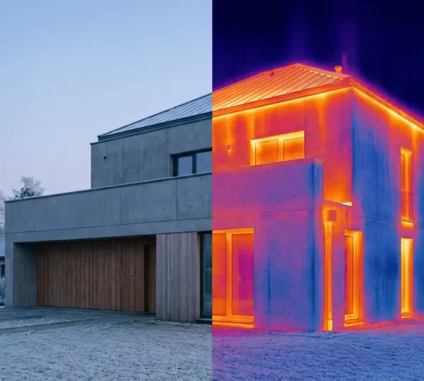 Caméra thermique détectant les pertes de chaleur dans une maison
