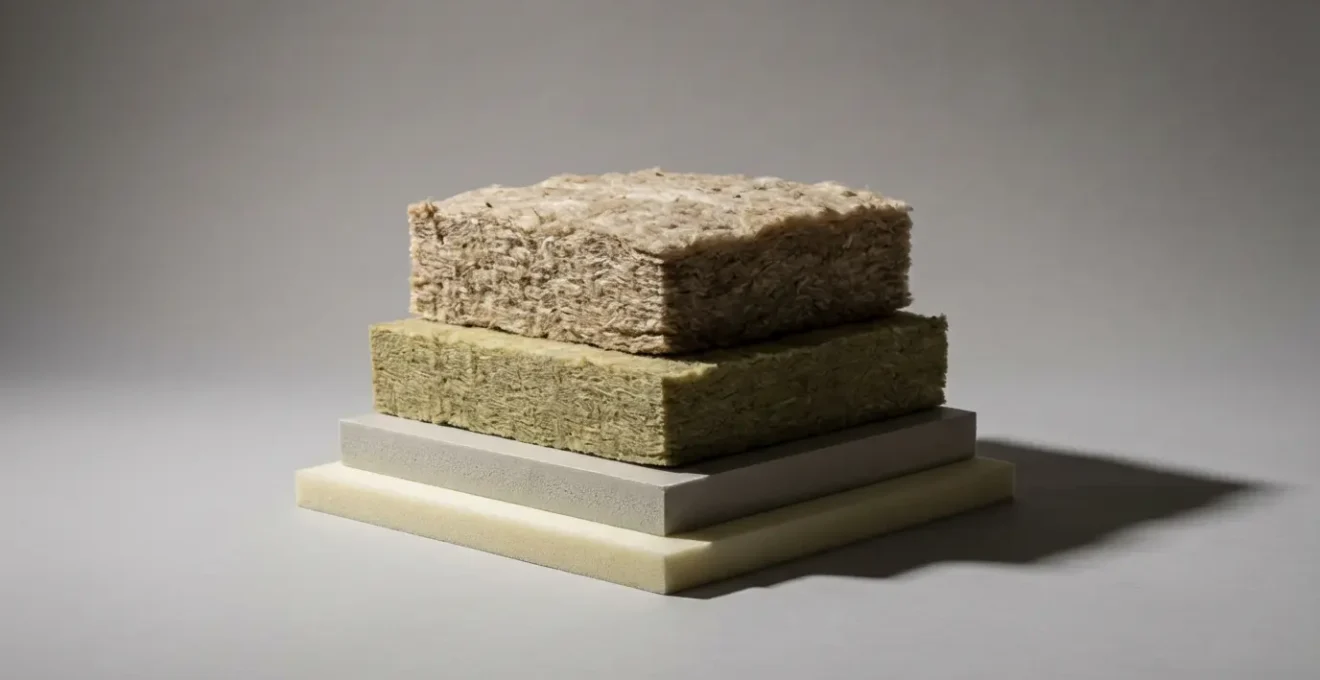 Coupe transversale montrant différentes épaisseurs d'isolants pour une même performance thermique