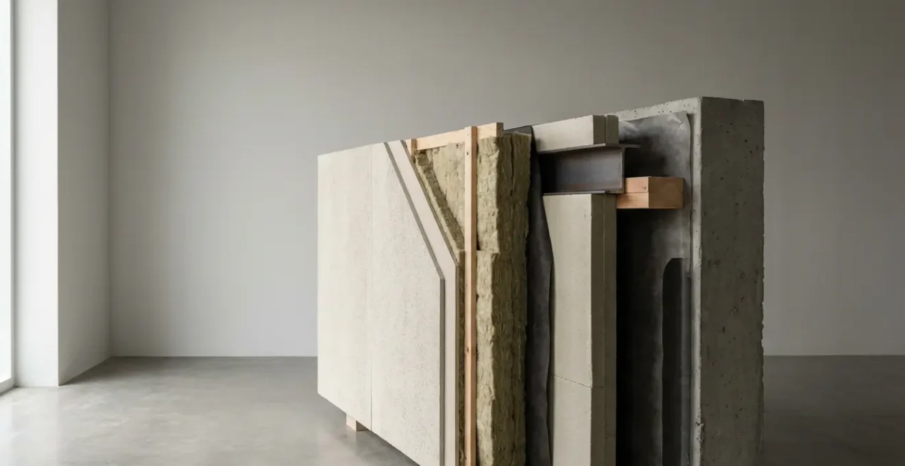 Vue en coupe d'un mur montrant l'isolation thermique par l'extérieur avec détail des jonctions