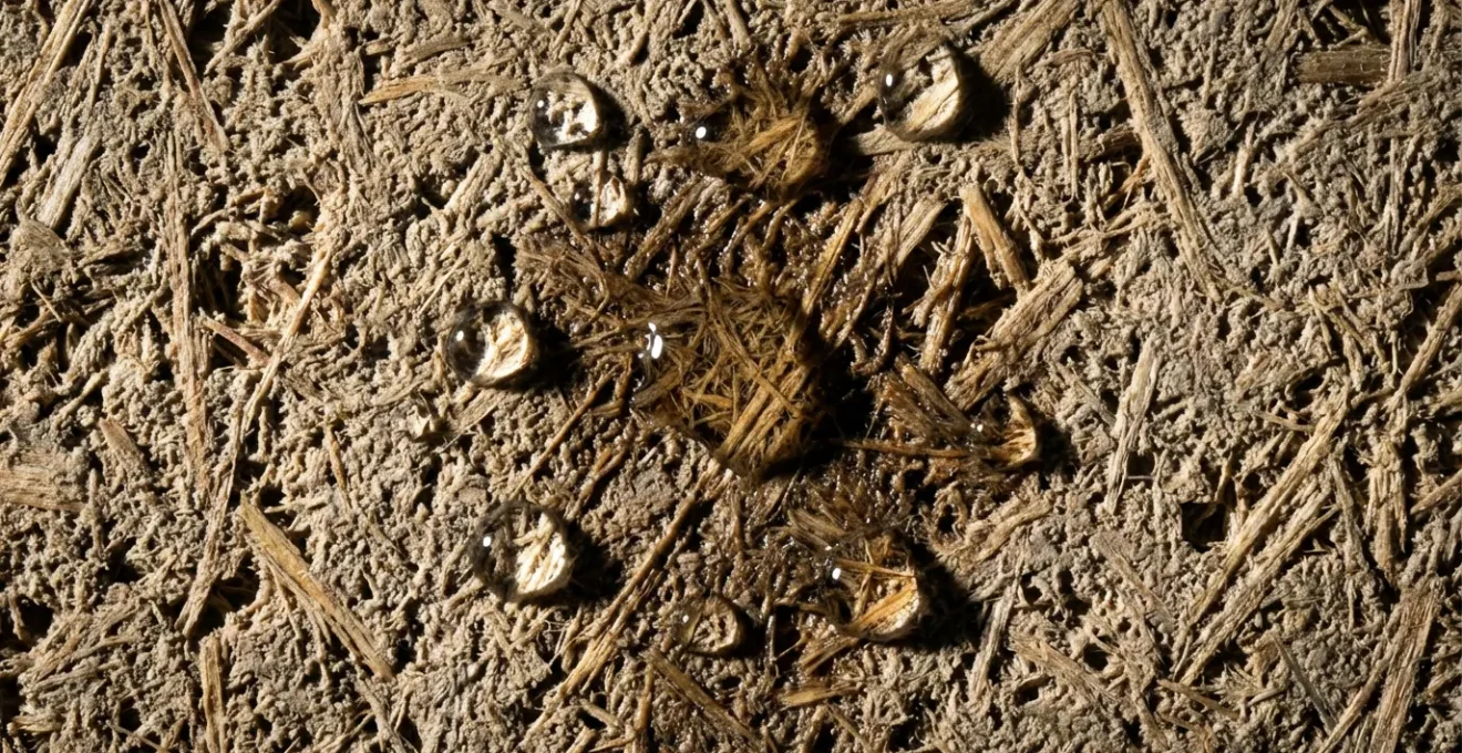 Coupe transversale d'un mur en béton de chanvre montrant le processus de régulation hygrométrique