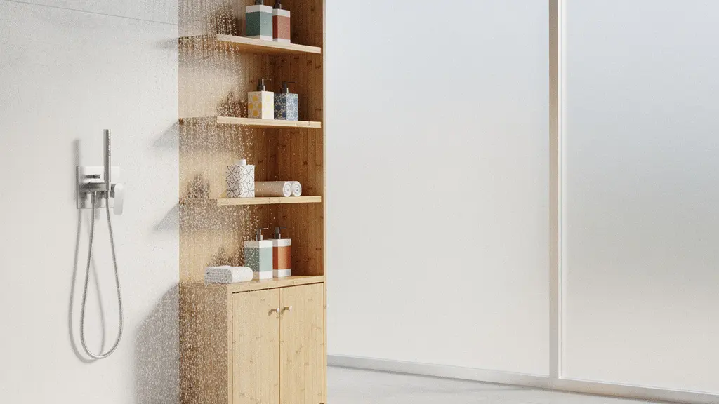 Vue d'ensemble d'une salle de bain moderne économe en énergie avec système de production d'eau chaude optimisé